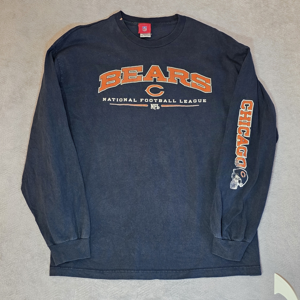 NFL Chicago Bears Long Sleeve Crewneck Tee - Navy & Orange